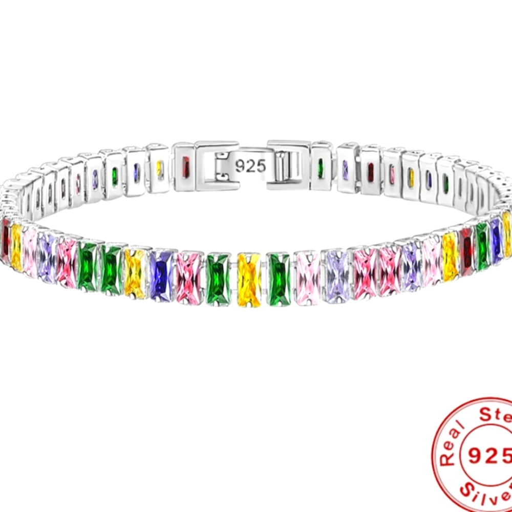 925 sterling silver tennis bracelet marked